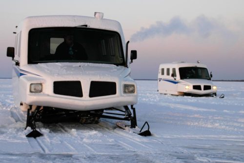 Vehicles travelling on the ice