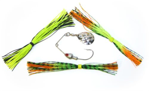 A spinnerbait and several different skirt options